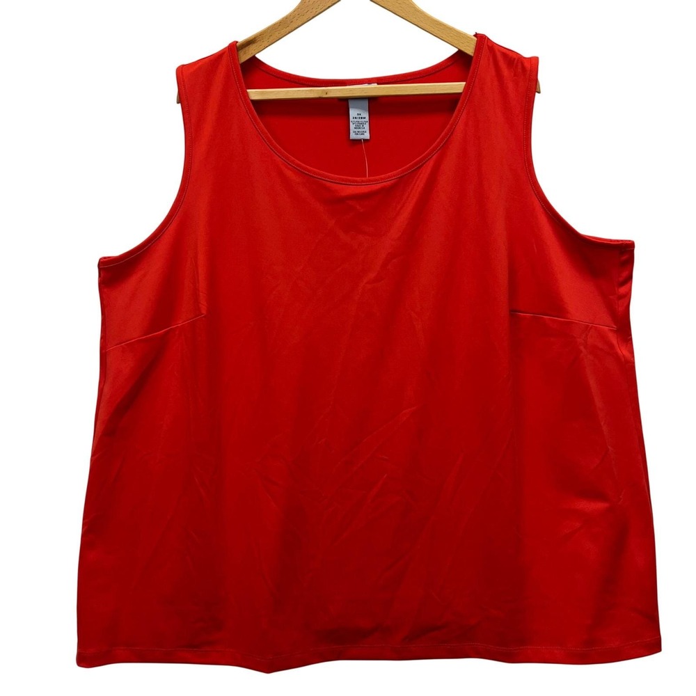 Catherines Tank Top Womens 3X Red Sleeveless Scoop Neck Plus Size Blouse Stretch